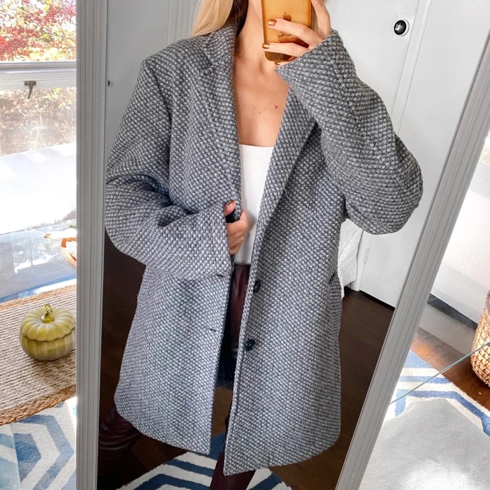 🩶 PLUS TALL WOOL & CO GREY CLASSIC WOOL BLEND WINTER COAT! - Picture 2 of 16